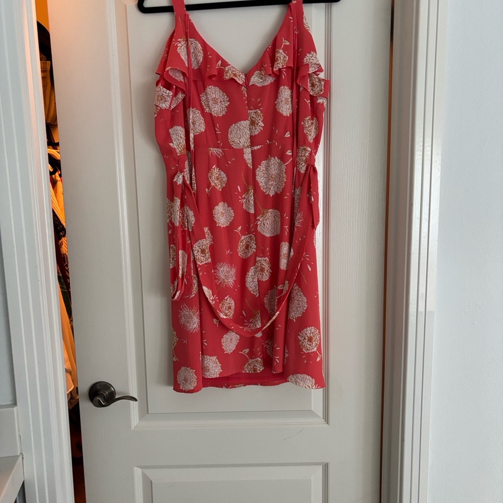 Collective Concepts Orange Floral Sundress with ruffles/belt